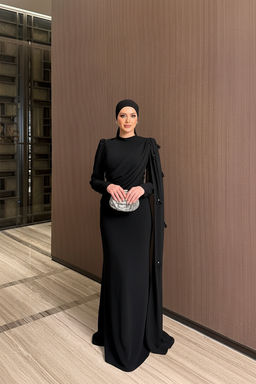 Royal Drape Kleid Schwarz