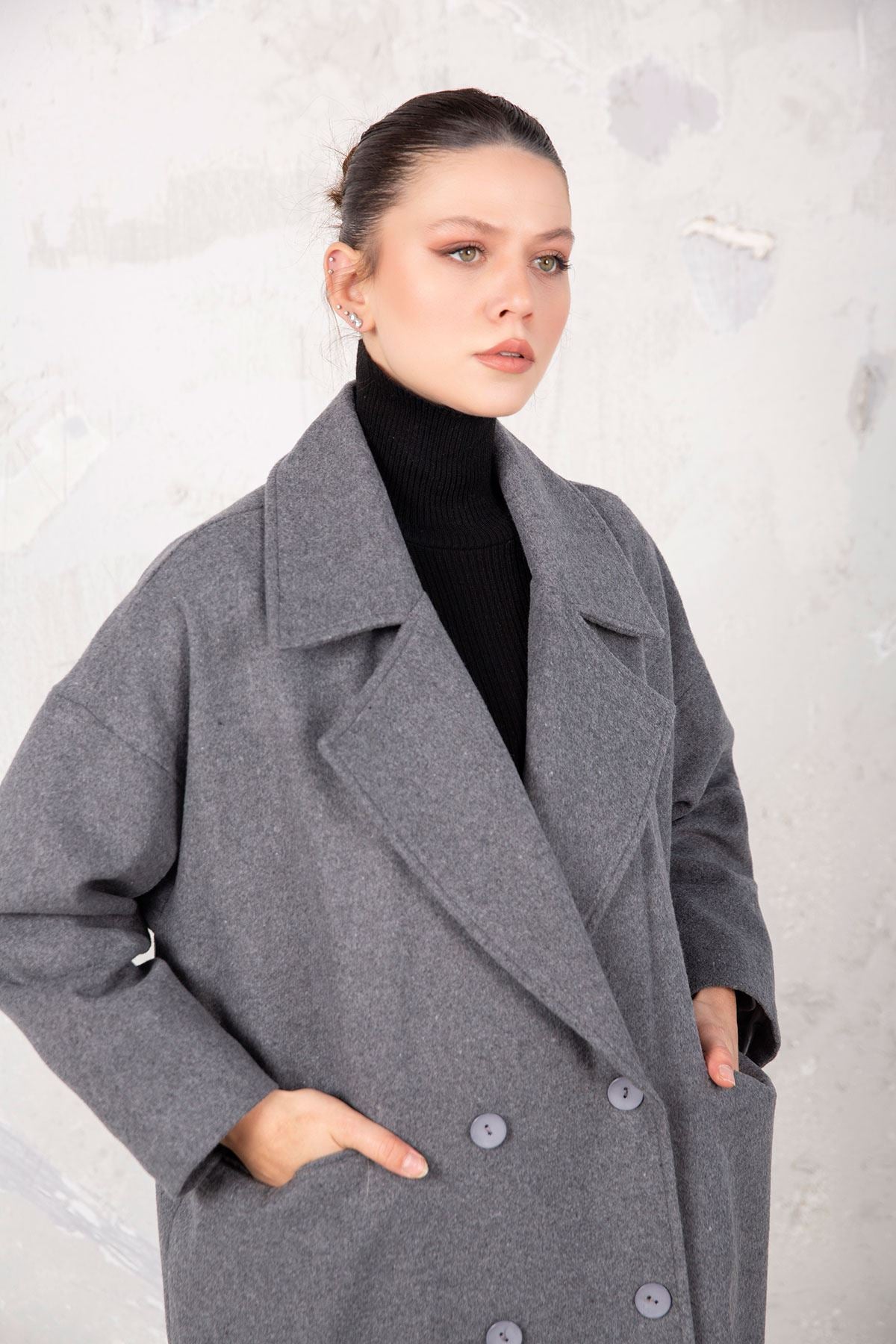 Lea Oversize Mantel Antrazit