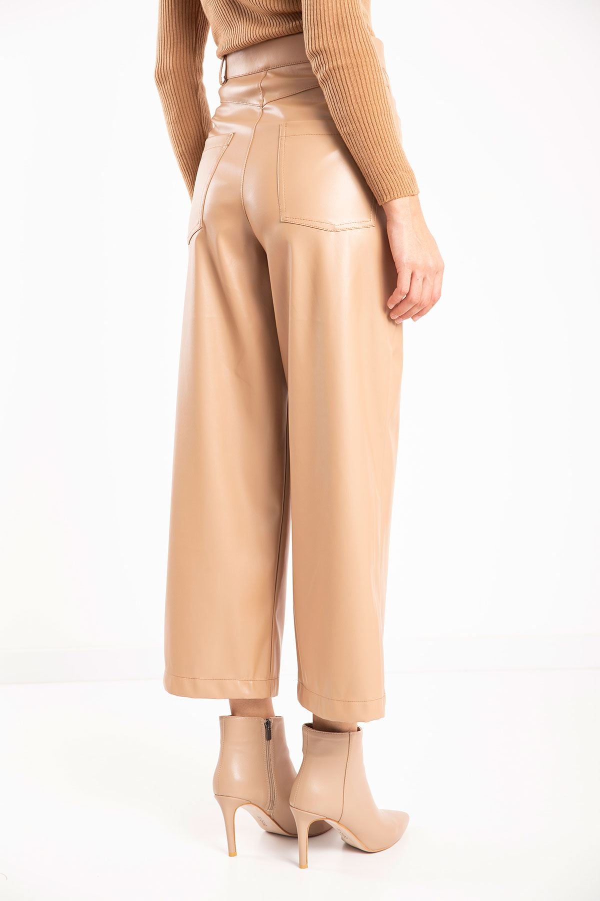 Kunstlederhose Creme