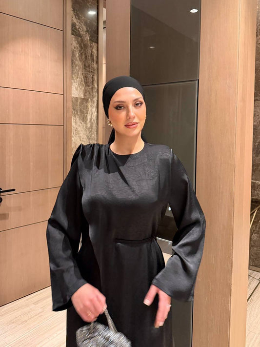 Noir Elegance Abaya - Satin Jumpsuit