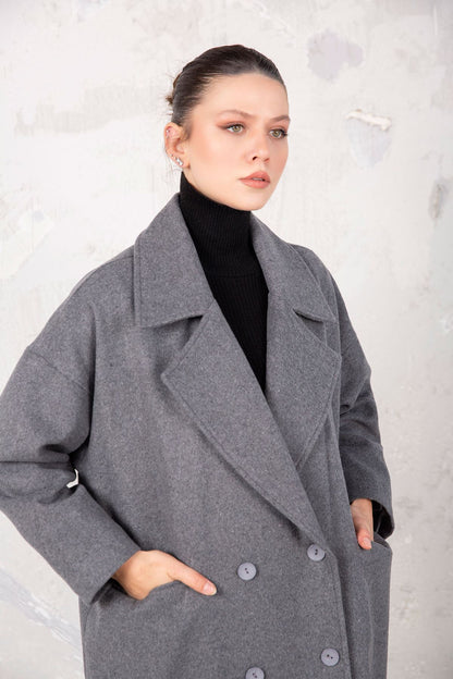 Lea Oversize Mantel Antrazit